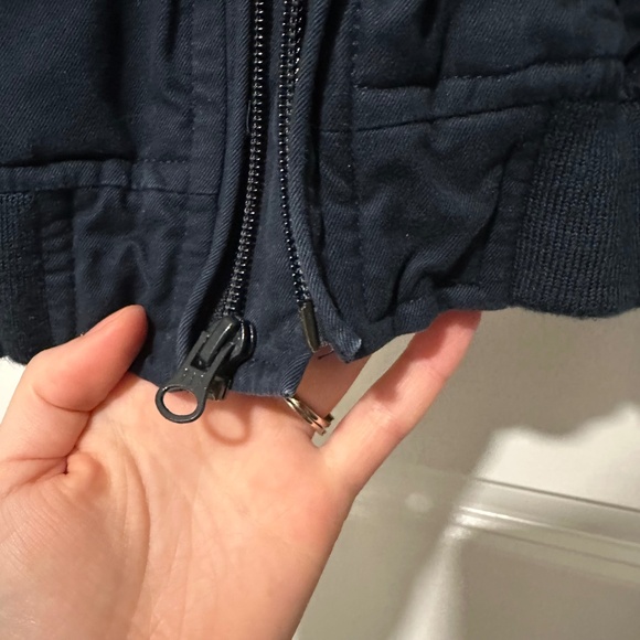 Gap Kids Vintage | Vintage Gap Kids Utility Bomber Jacket Navy Outer Red Lining - Picture 9 of 12